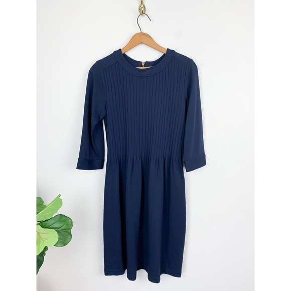 Elizabeth McKay Navy Blue Pleated Knee Length Dress Sz S - Picture 1 of 9